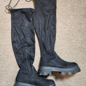 Womens Dream Pairs Platform Chunky Lug Sole Side Zipper Knee High Boots Size 9